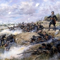 "Don't Give an Inch" . Colonel Strong Vincent on Little Round Top during the battle of Gettysburg, July 2, 1863